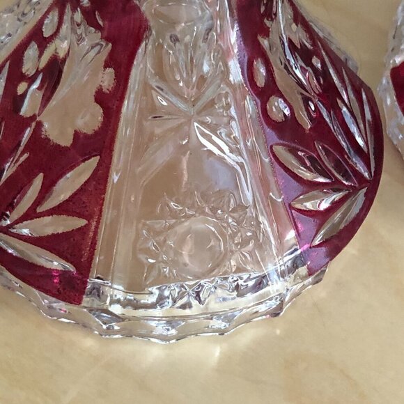 Vintage Anne Hutte Bleikristall Lead Crystal Ruby Candlesticks Made in Germany - Picture 4 of 5